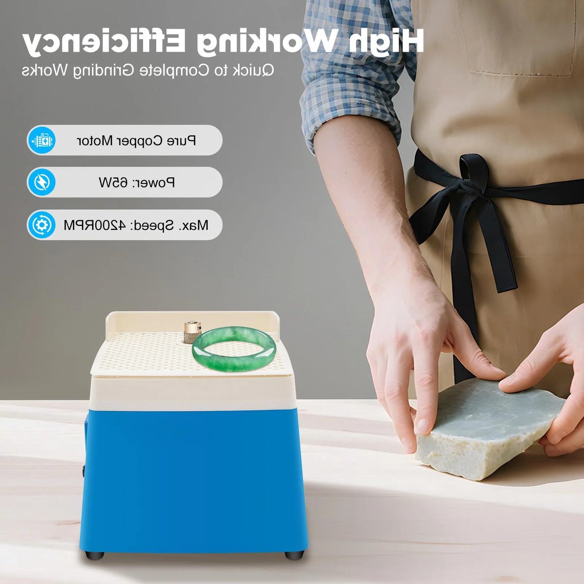 Premium - Elektrische slijpmachine - Draagbaar - Diamantcoating - Blauw - Glas polijstmachine - Keramische jade - 65W - Mini - Gekleurd