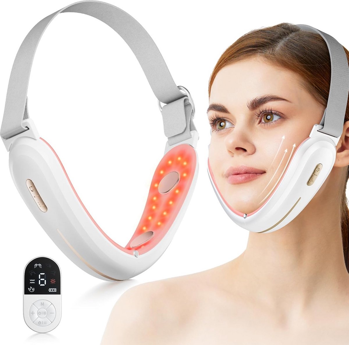 Elektrisch Gezichtsmassage Apparaat met EMS, LED Lichttherapie en Warmte voor Facelift en Anti-Rimpel