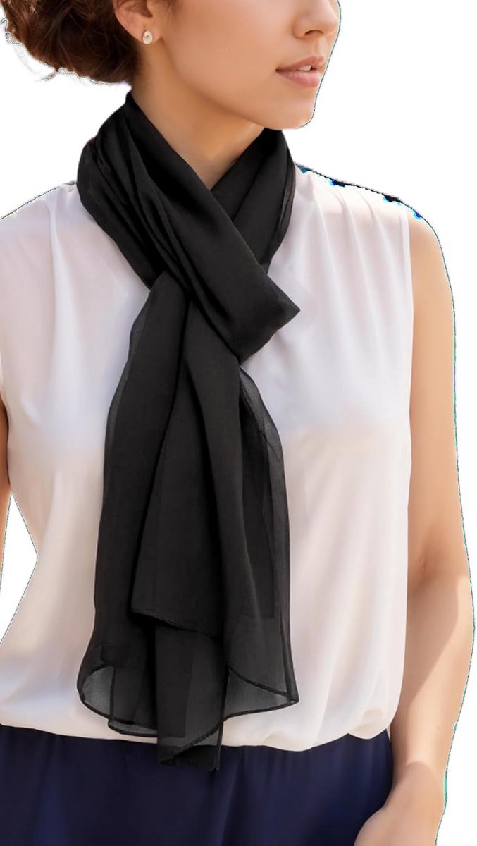Luxe Effen Kleur Zijden Crêpe Georgette Sjaal Stola