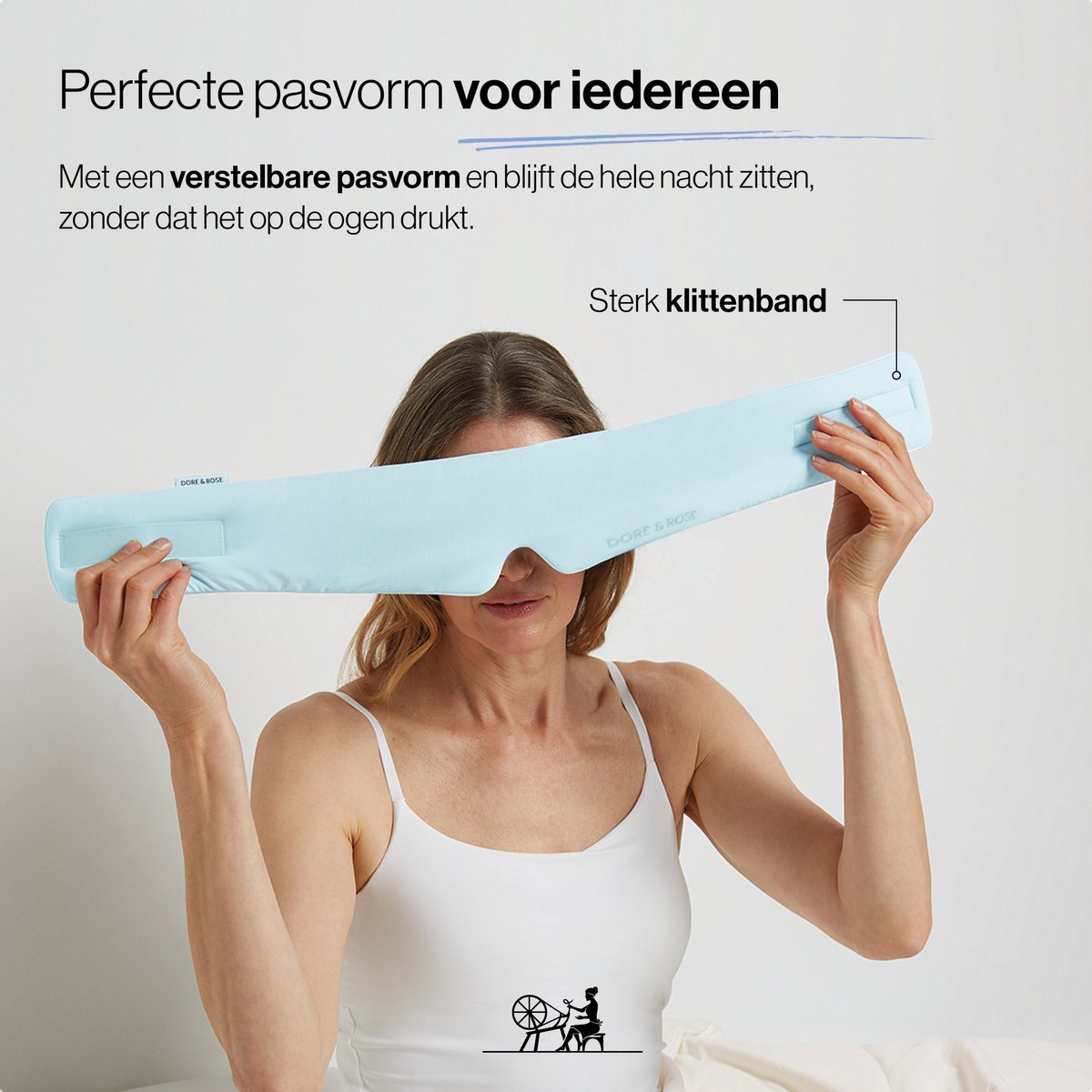Dore & Rose - Cooling Slaapmasker - Verkoelend Oogmasker - Zijden Slaapmasker Met Verkoelende Functie - Deep Sleep Mask - Eye Mask - Verduisterend - Wallen - Lichtblauw — afbeelding 6