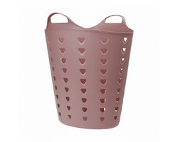 Excellent Houseware Flexibele wasmand - oudroze - 60 liter - kunststof - 47 x 50 cm