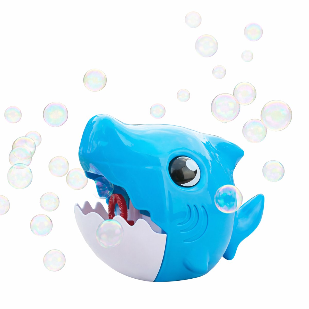 Eddy Toys Bubble Shark Bellenblaasmachine - Blauw - Automatische Bellenblaasmachine met 60 ml Bellenblaasvloeistof - 2 Stuks Set - Blauw/Wit