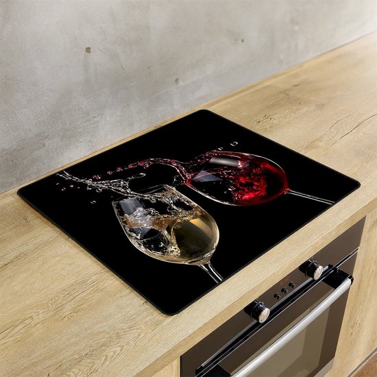 KitchyMist Inductie Beschermer 60x52 cm - Wijn - Kookplaat Beschermer - Afdekplaat voor Kookplaat - Inductie Mat - Spatscherm Achterwand Keuken