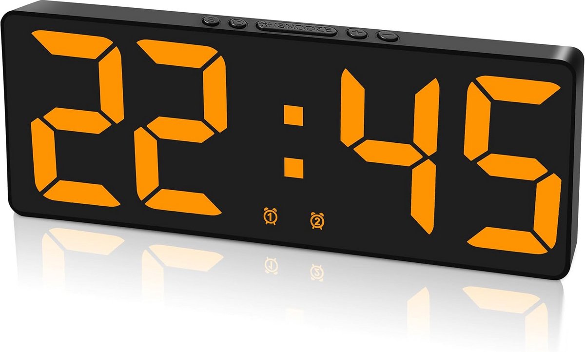 Digitale wekker groot LED-display 2 alarminstellingen 5 helderheidsniveaus 12/24 uur sluimeren spraakbediening voor slaapkamer bureau zware slapers volwassenen