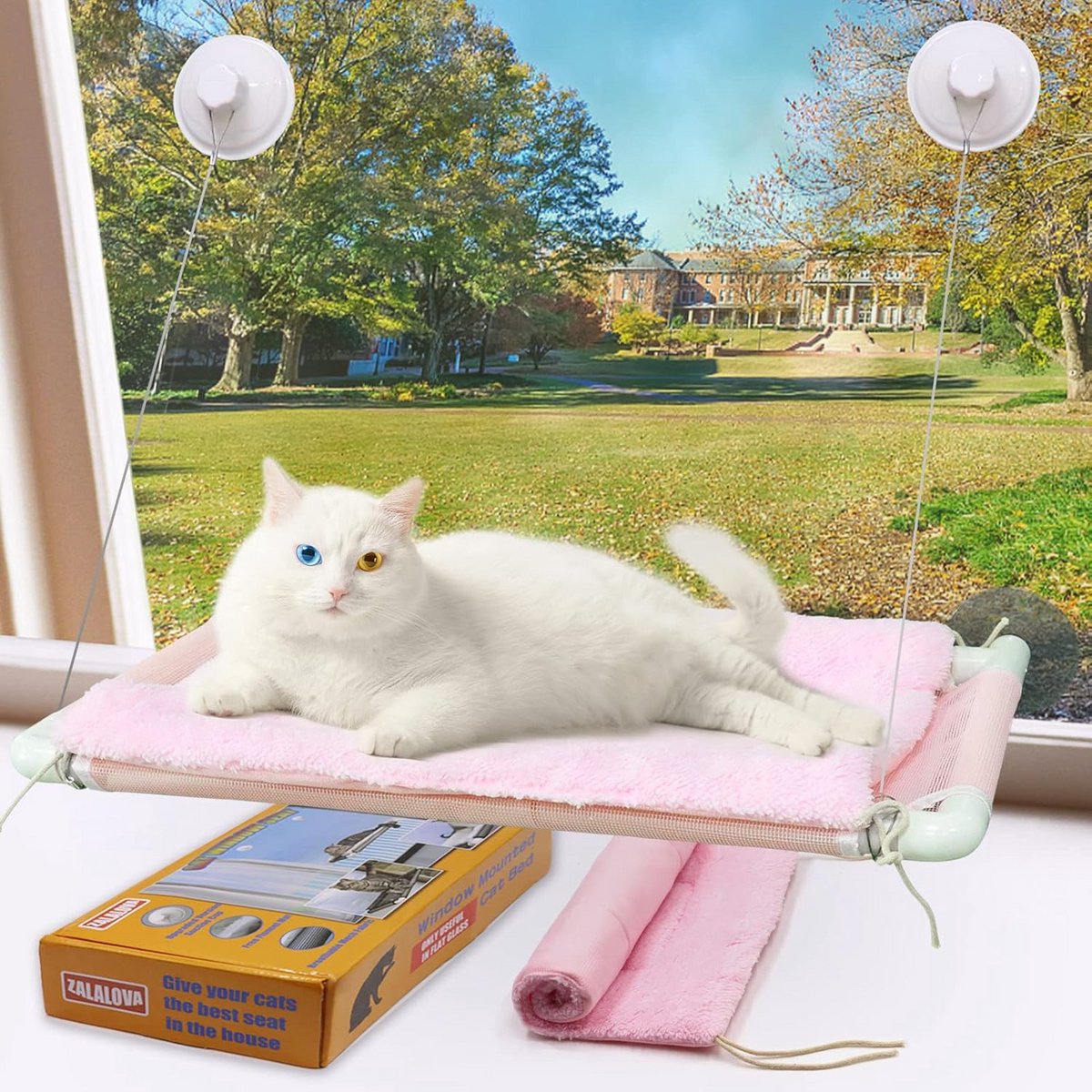 Kattenraamstoel met hangmat en fleece deken - roze