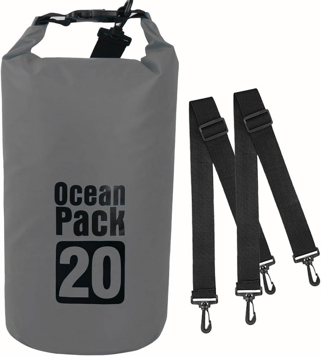 Drijvende Waterdichte Dry Bag Rugzak 20L - Rolltop Tas voor Kajakken, Raften, Varen, Zwemmen, Kamperen, Wandelen, Strand en Vissen - Grijs