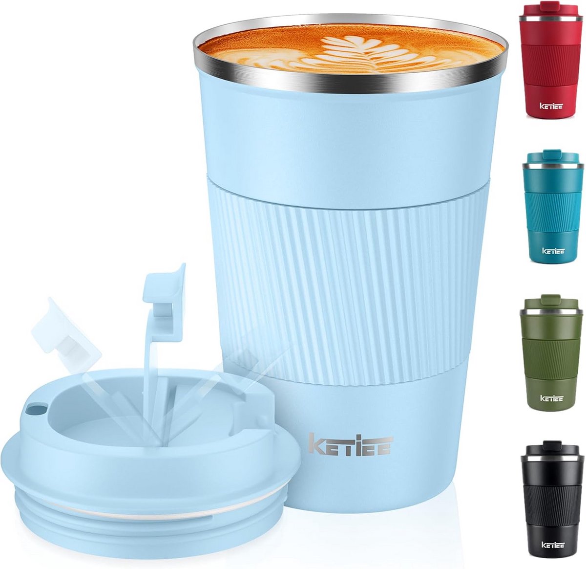 Thermosmok Isolatie Reistassen Lekvrij met Flipsluiting RVS Reusable Mok 380ml