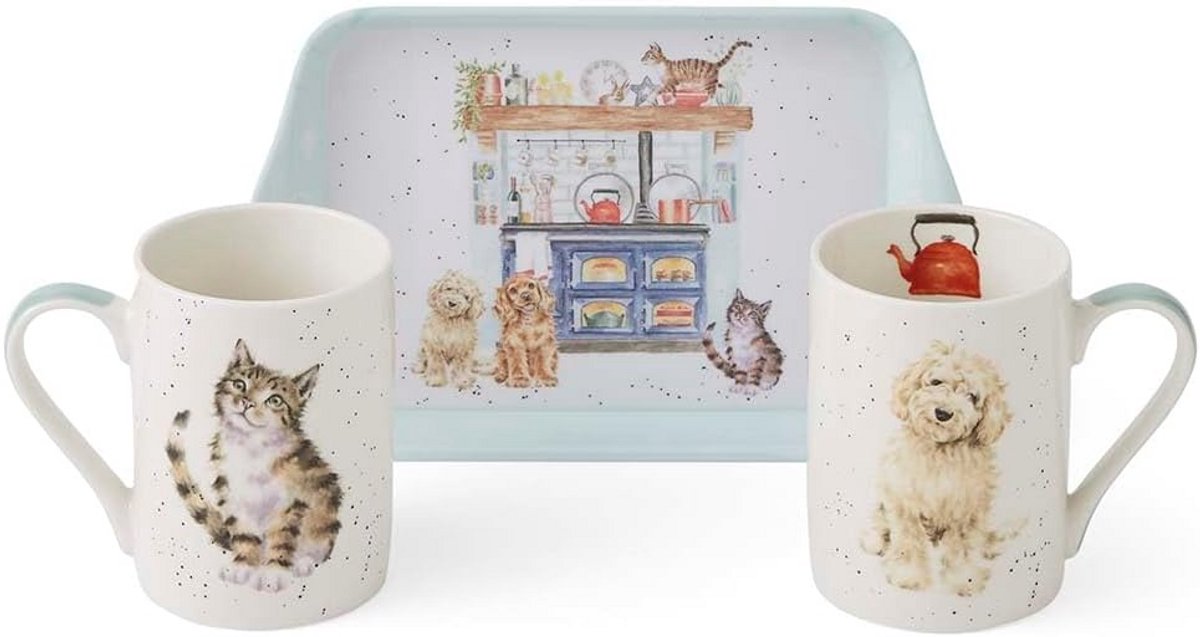 Wrendale Designs - Mokset met dienblad en twee mokken