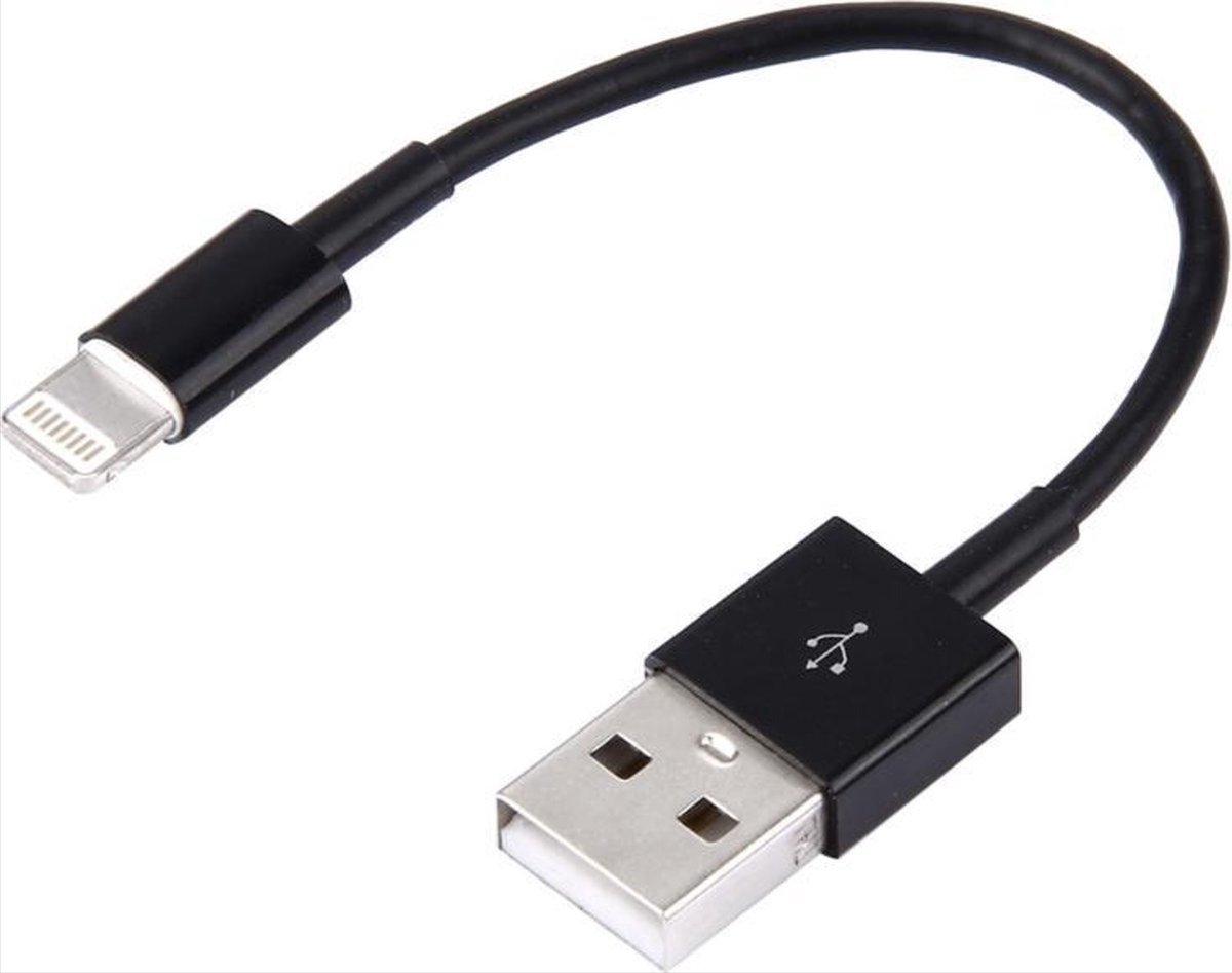Scoby - USB Lightning Kabel - Korte Oplaadkabel - Datakabel - Lightning Cable - Geschikt voor iPhone en iPad - 10 CM - Zwart