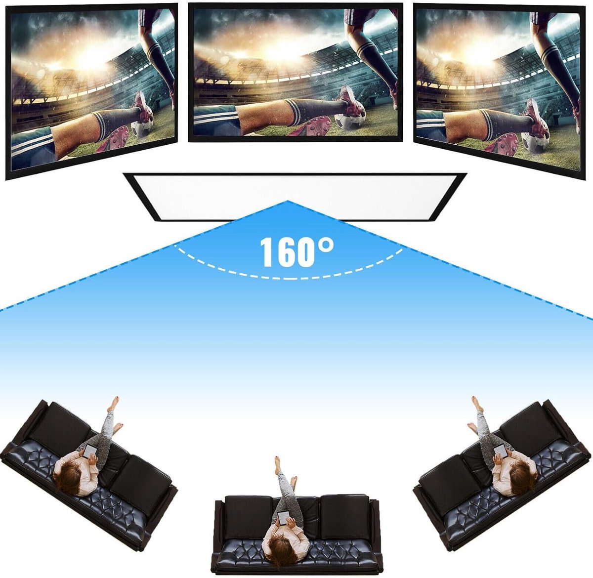 100 Inch Projectiescherm 16:9 Aluminium Frame - Voor Thuisbioscoop en Outdoor Gebruik
