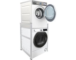 Stevig Rek voor Wasmachine en Droger Stapelen Over Elkaar 74x65x111 cm Wit
