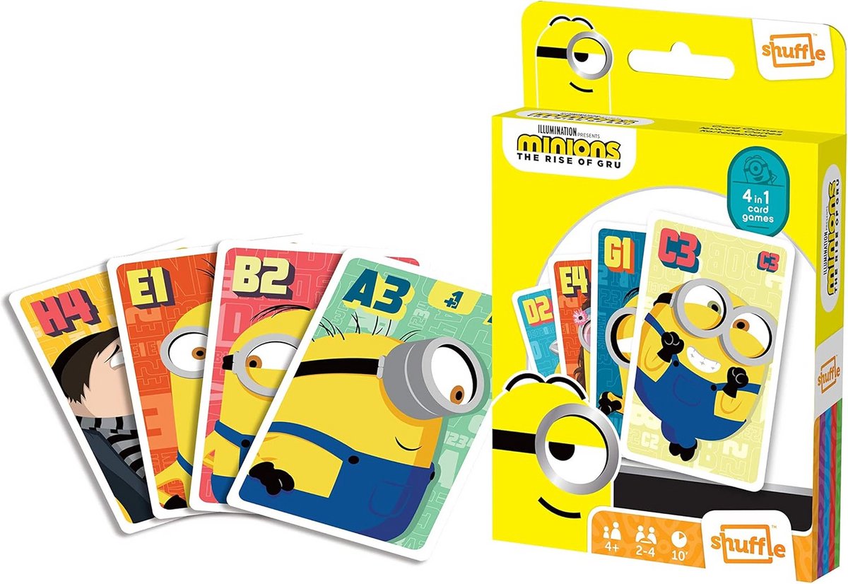 4-in-1 Minions 2 Kaartspel: Snap, Gezinnen, Koppels & Actiekaartspel voor Kinderen