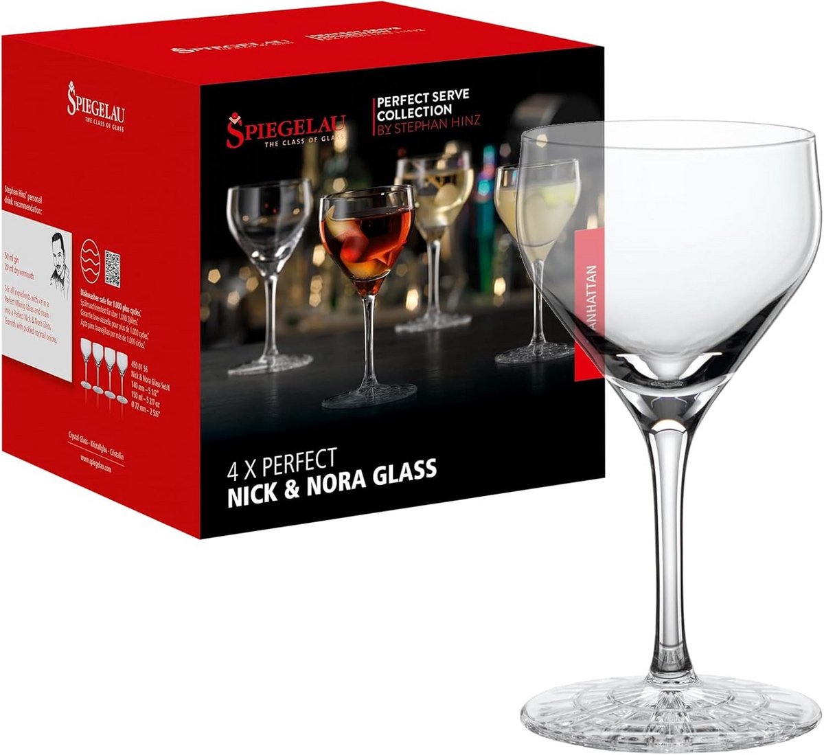 Set van 4 Kristallen Cocktailglazen 150 ml - Nick & Nora / Manhattan Stijl