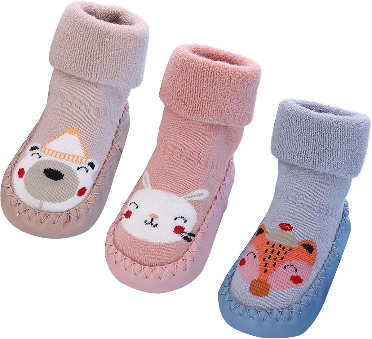 Antislip Sok Pantoffels voor Baby Jongens en Meisjes - Pluche Warm voor Eerste Stappers (0-3 Jaar)