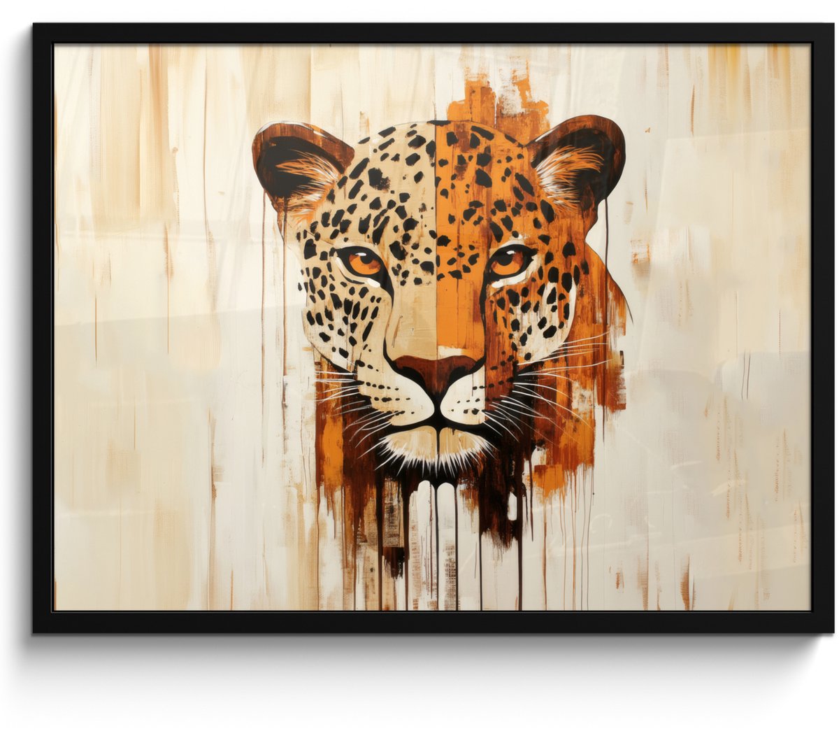 FrameYourWall Poster in lijst - Fotolijst 70x50 cm - Posters - Luipaard - Symmetrisch - Strepen - Posterlijst zwart - Decoratie - Wanddecoratie woonkamer - Muurdecoratie slaapkamer