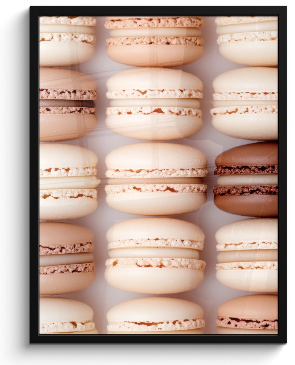 FrameYourWall Fotolijst inclusief poster - Posterlijst 50x70 cm - Posters - Macarons - Beige - Bruin - Foto in lijst - Keuken decoratie muur - Wanddecoratie accessoires - Muurdecoratie - Schilderijen