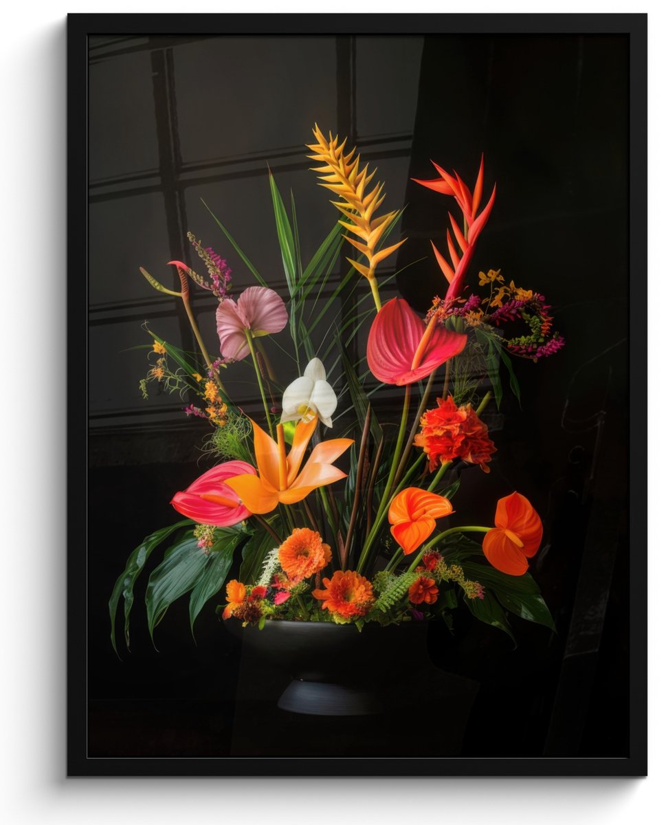 FrameYourWall Poster in lijst - Fotolijst 50x70 cm - Posters - Schaal - Boeket - Bloemen - Posterlijst zwart - Decoratie - Wanddecoratie woonkamer - Muurdecoratie slaapkamer Boeket - Bloemen 3