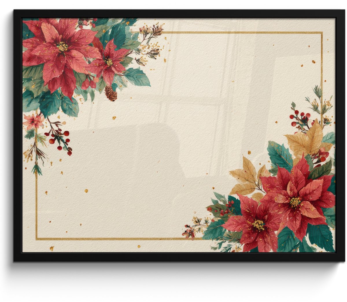 FrameYourWall Poster in lijst - Fotolijst 70x50 cm - Posters - Kerst - Pointia - Omlijsting - Kleurrijk - Posterlijst zwart - Decoratie - Wanddecoratie woonkamer - Muurdecoratie slaapkamer - Kerstversiering - Kerstdecoratie voor binnen - Kerstmis