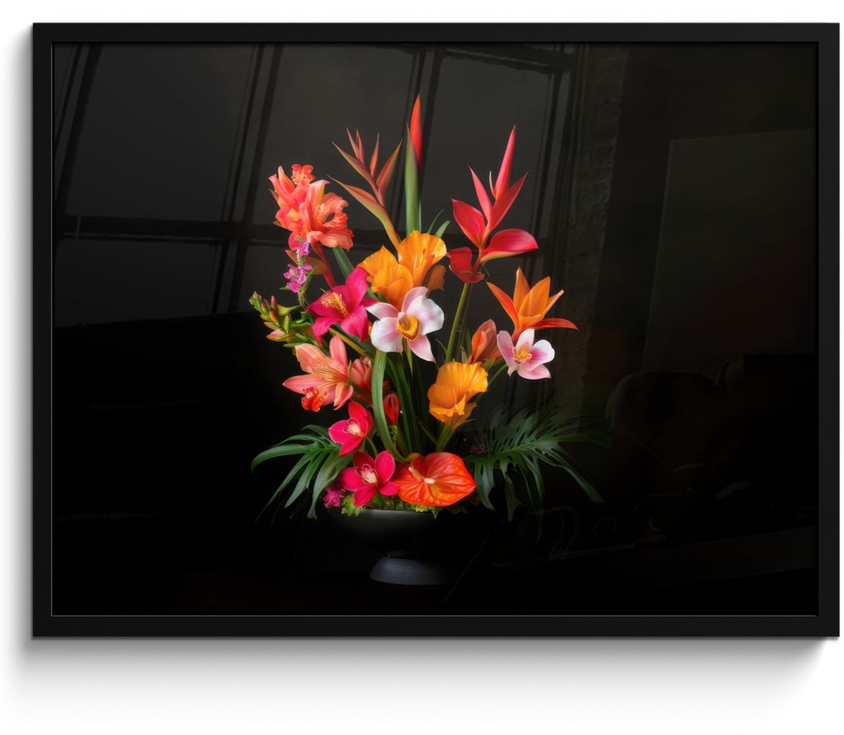 FrameYourWall Poster in lijst - Fotolijst 70x50 cm - Posters - Boeket - Bloemen - Exotisch - Posterlijst zwart - Decoratie - Wanddecoratie woonkamer - Muurdecoratie slaapkamer Boeket - Bloemen 2