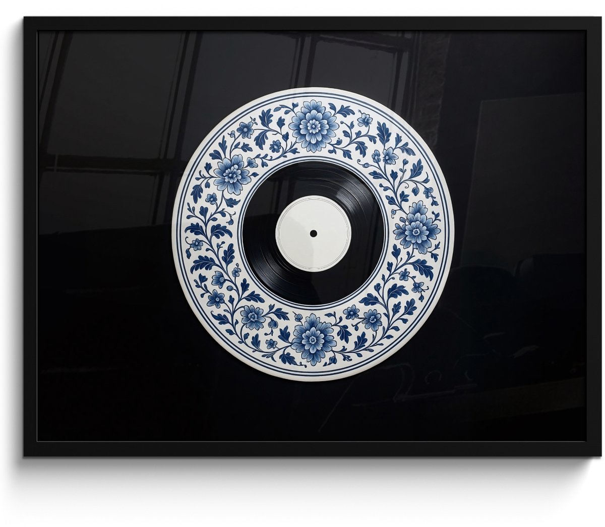 FrameYourWall Poster in lijst - Fotolijst 70x50 cm - Posters - Vinyl - LP - Delfts Blauw - Muziek - Posterlijst zwart - Decoratie - Wanddecoratie woonkamer - Muurdecoratie slaapkamer Vinyl - Muziek