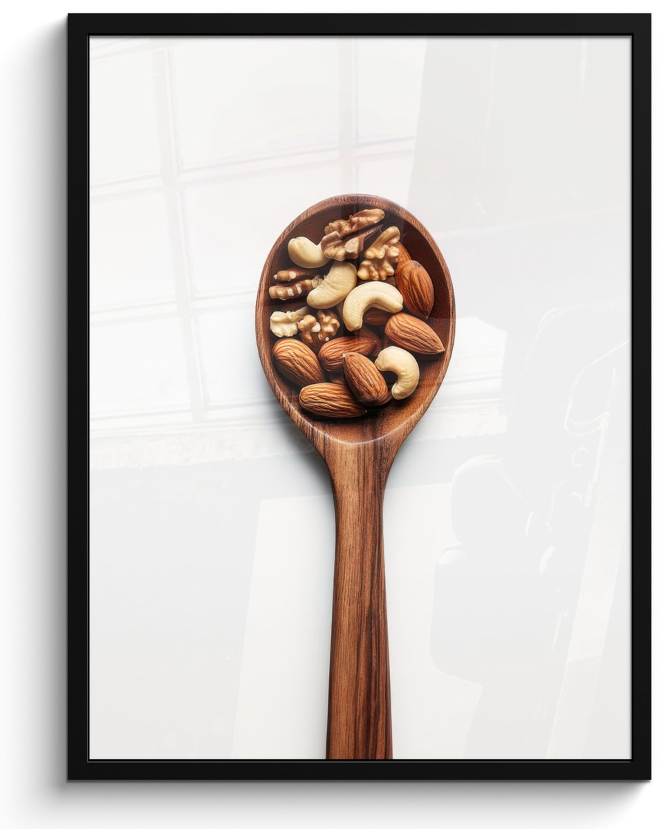 FrameYourWall Poster in lijst - Fotolijst 50x70 cm - Posters - Noten - Wit - Hout - Posterlijst zwart - Decoratie - Wanddecoratie woonkamer - Muurdecoratie slaapkamer Lepel - Noten