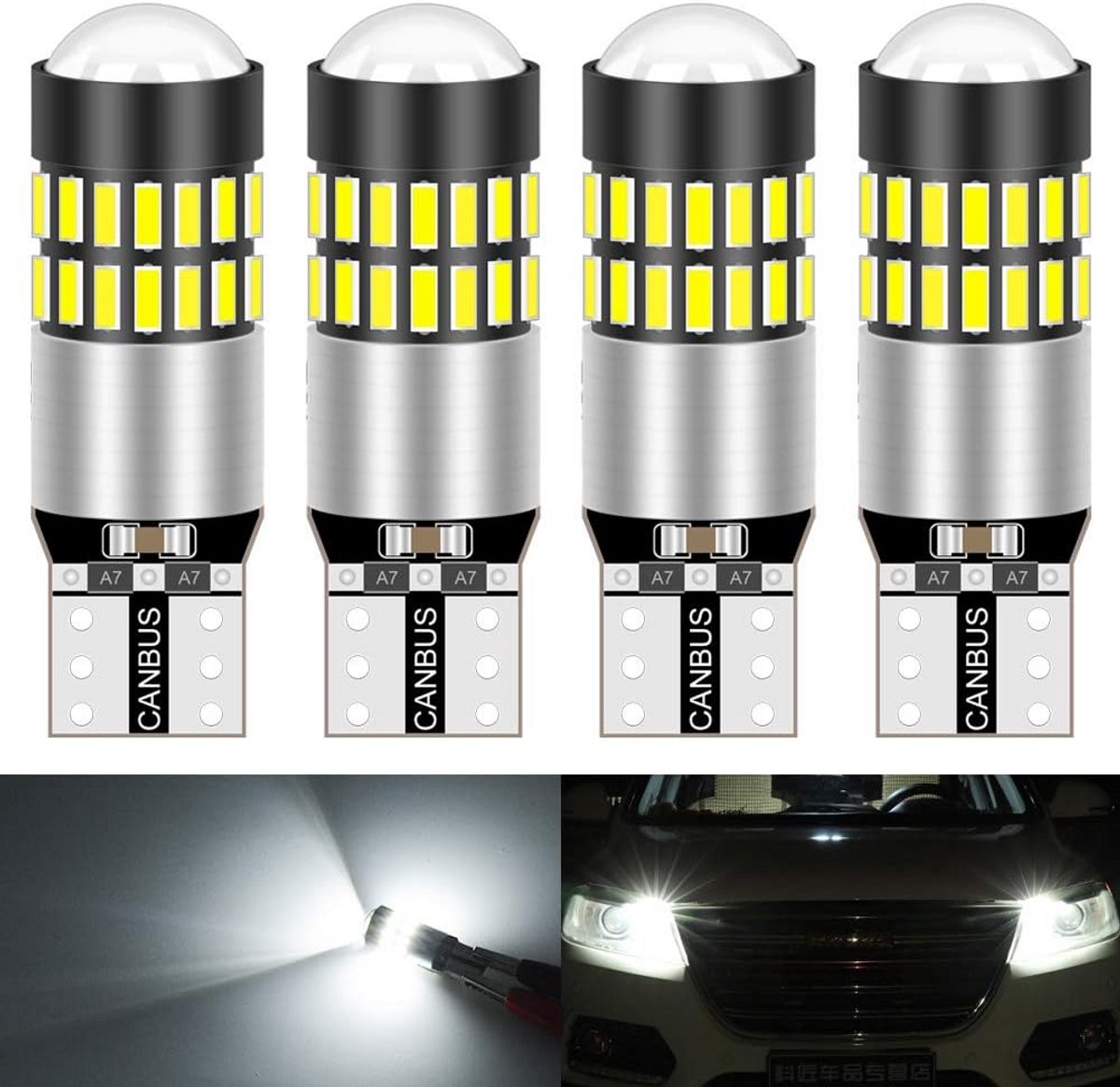T10 W5W LED Lamp Canbus Zonder Foutmelding Wit 12V Sterke Verlichting 2 Stuks