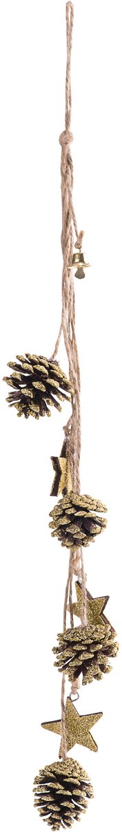 ARTYFETES - Hangdecoratie dennenappel en goudglitter sterren 50 cm