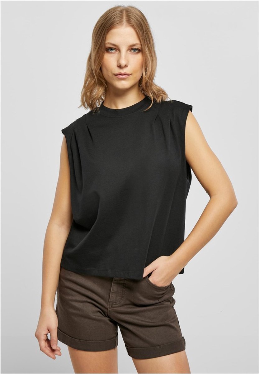 Urban Classics Orgnaic Heavy Pleated Shoulder Mouwloze top XXL Zwart