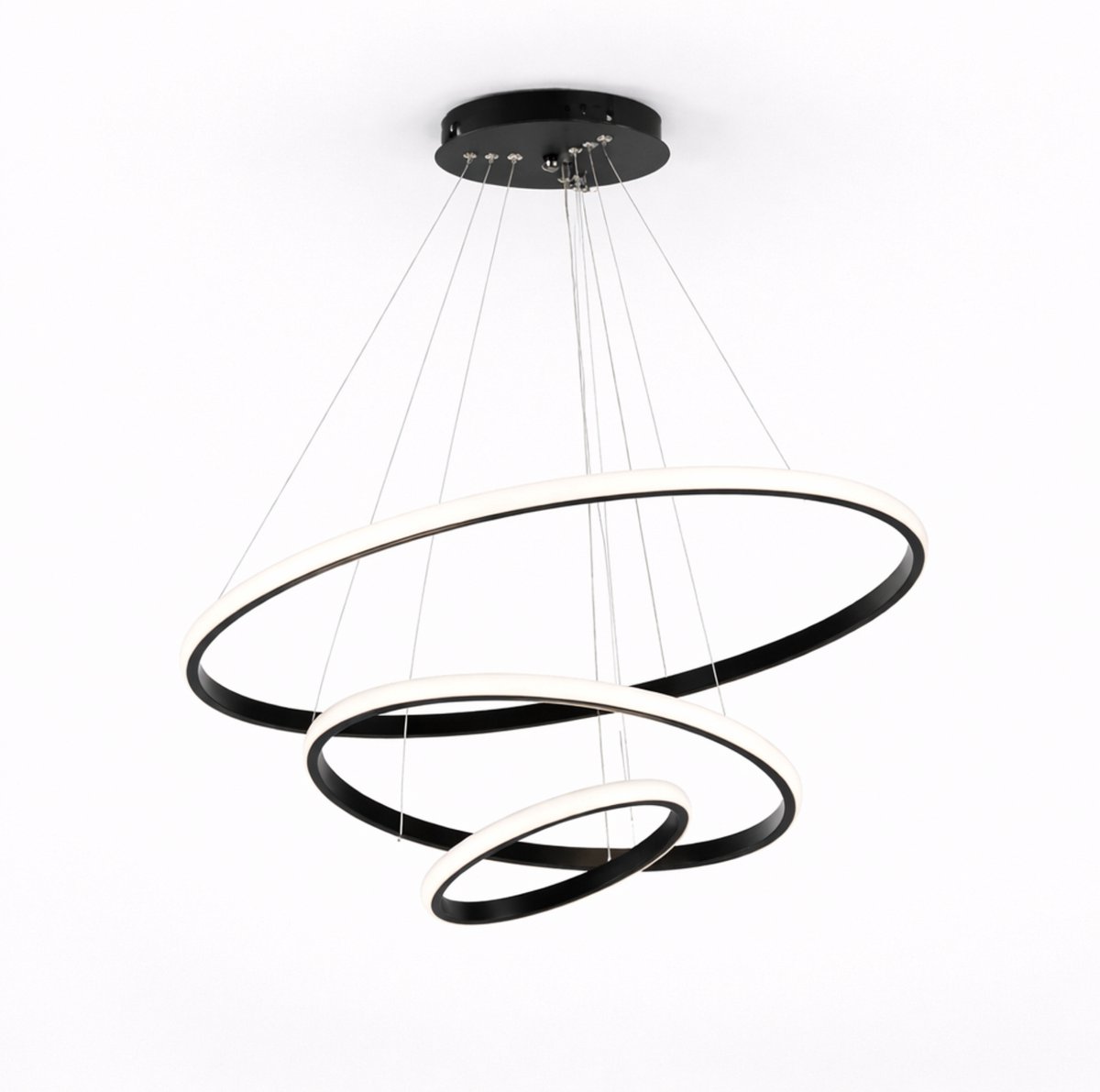 Lichtendirect – Plafondlamp Zwart - 3 ringen – Hanglamp – Verstelbaar – Plafonniere binnen lamp – Modern plafondlamp