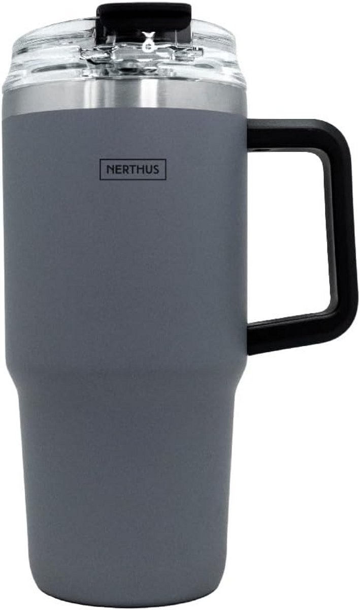 Thermos Beker 600 ml met Lekdicht Deksel, Rietje en Drinkdeksel - Duurzame Isolatie