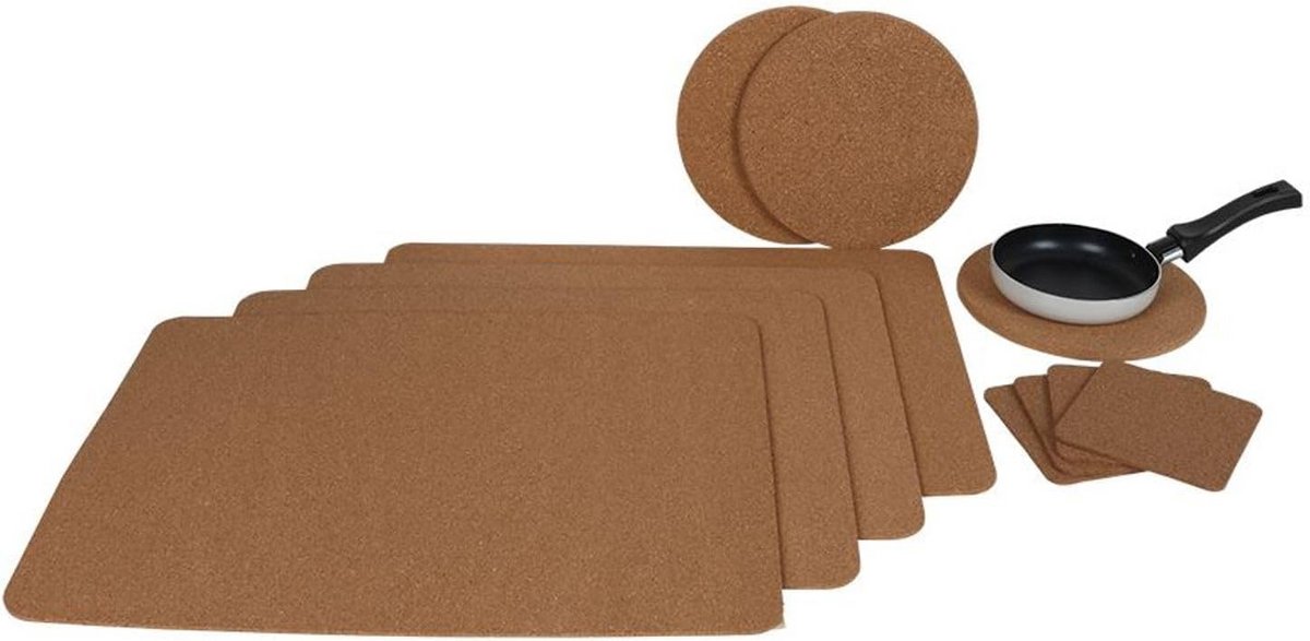 Set van 4 Kurken Placemats - Hittebestendige Onderzetters voor Tafel