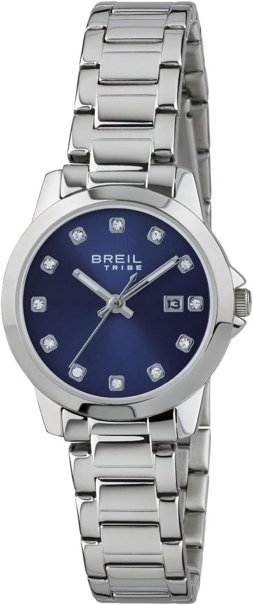 Dameshorloge Classic Elegance - 28mm blauwe wijzerplaat - stalen armband