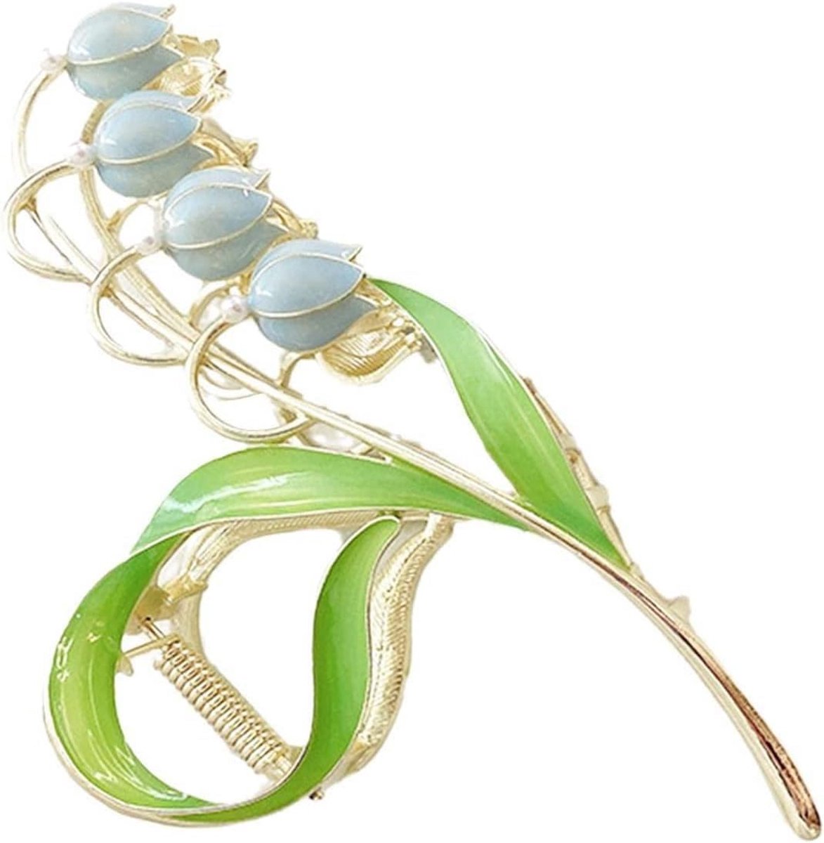 Gouden bloem haarclips en haarspeldjes met orchidee‑ en lelietje‑van‑dalen ontwerp
