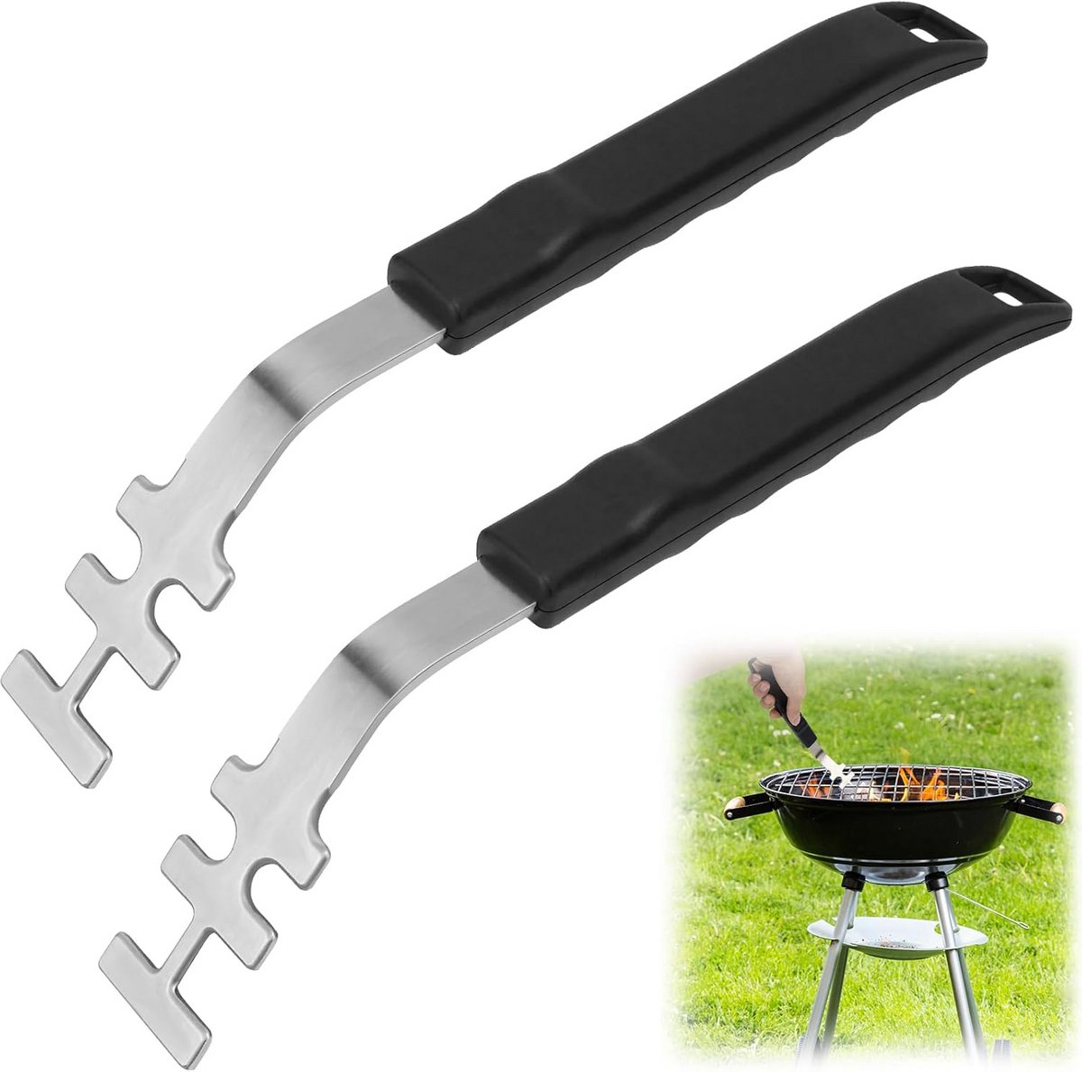 Hittebestendige Grillroosterlifter voor Gietijzeren Rooster - 2 stuks