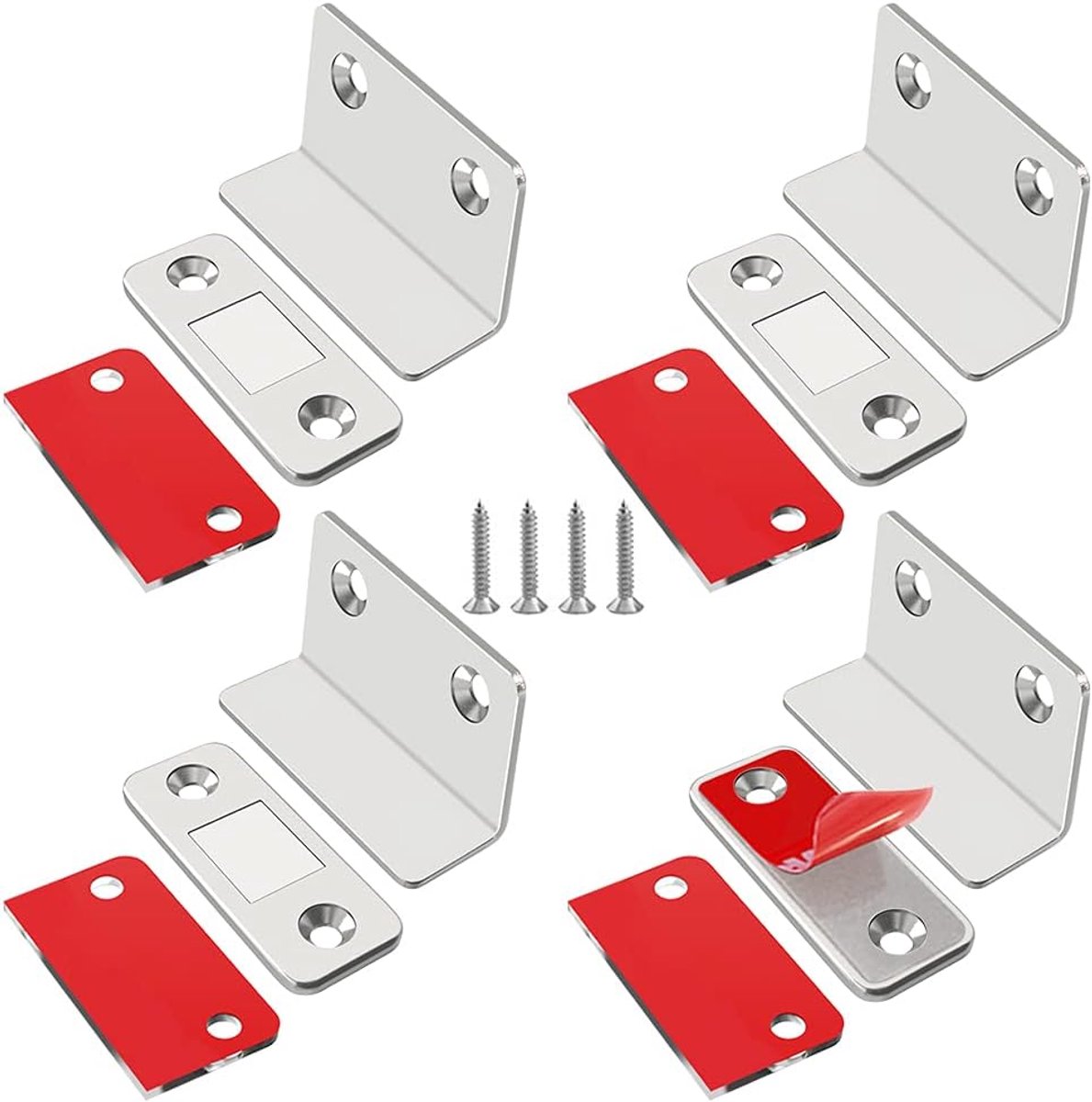 Deurmagneet - Magneetsluiting voor Kast en Deur - Magneetsnapper - Deursluiter - Deurvanger - 4 Stuks - Rood - van Imperatoris
