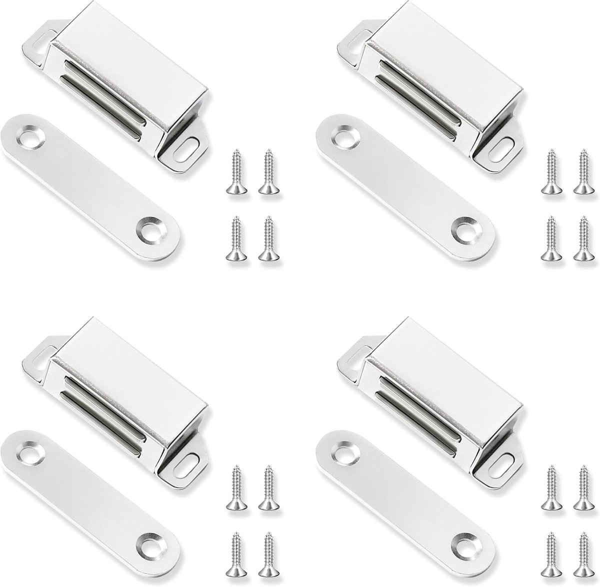 Deurmagneet - Holding Force 8 kg - Magneetsluiting voor Kast en Deur - Magneetsnapper - Deursluiter - Deurvanger - 4 Stuks - Zilver - van Imperatoris
