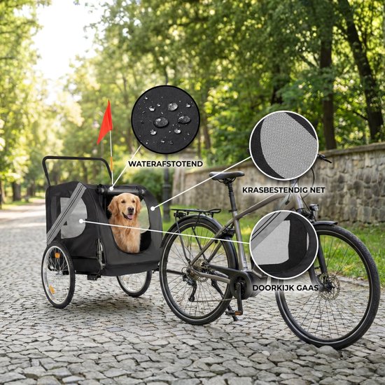 Outbee Hondenfietskar - Fietskar hond - Hondenfietskar opvouwbaar - Hondenkar - 2-in-1 Honden fietskar - Hondenbuggy - Max 35kg