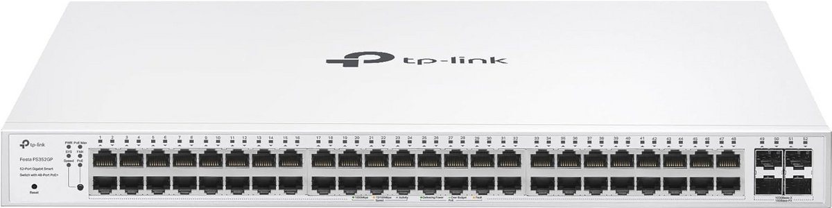 52-poorts Gigabit Switch met 48 PoE+ Poorten en 4 SFP Slots - 384W PoE Budget