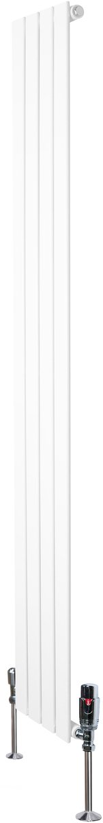 1-kolomdesign radiator - 1800x280 mm - wit - thermostaatkraan