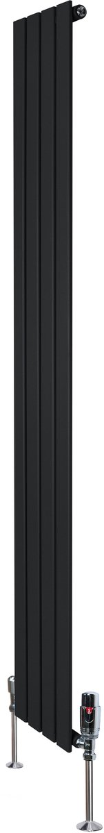 1-kolom design radiator - 1800x280 mm - zwart - thermostaatkraan