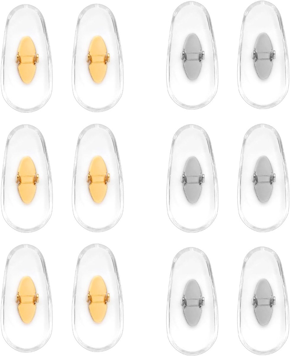 Vervangende Neuspads voor Zonnebrillen - Comfortabel en Duurzaam - 6 Paar (Goud+Zilver)