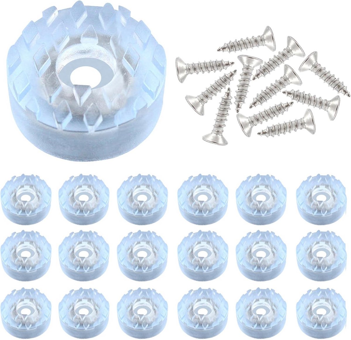 Set van 20 Ronde Transparante Rubber Stootdoppen voor Meubels met Schroeven