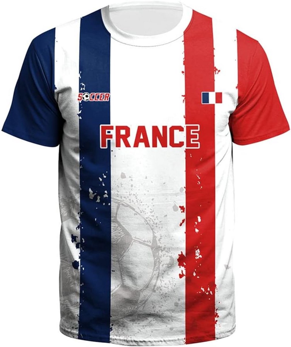 WK Voetbal T-Shirt 3D Vlag Print Unisex Korte Mouw Ademend Sport Shirt