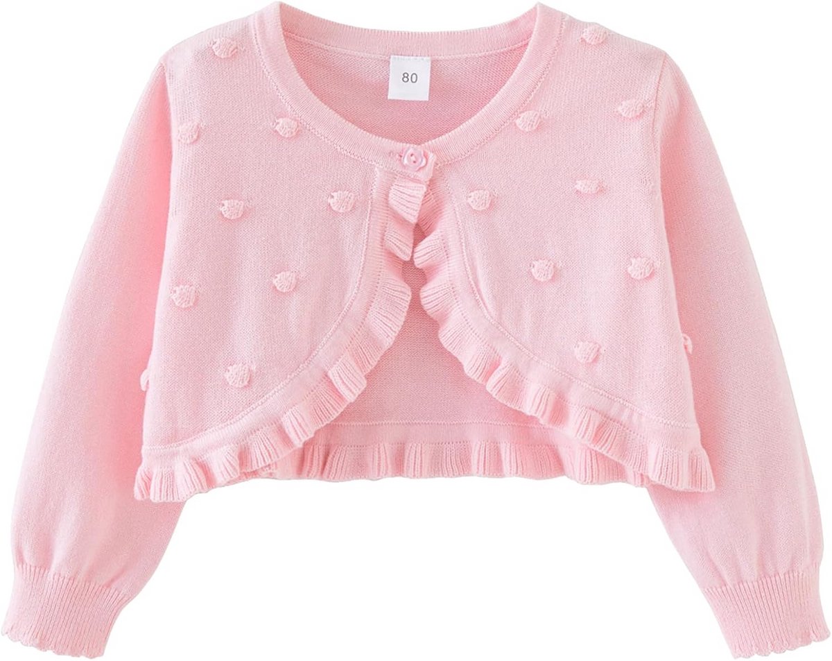 Schattig Gebreid Vest met Lange Mouwen voor Baby Meisjes - 100% Katoen