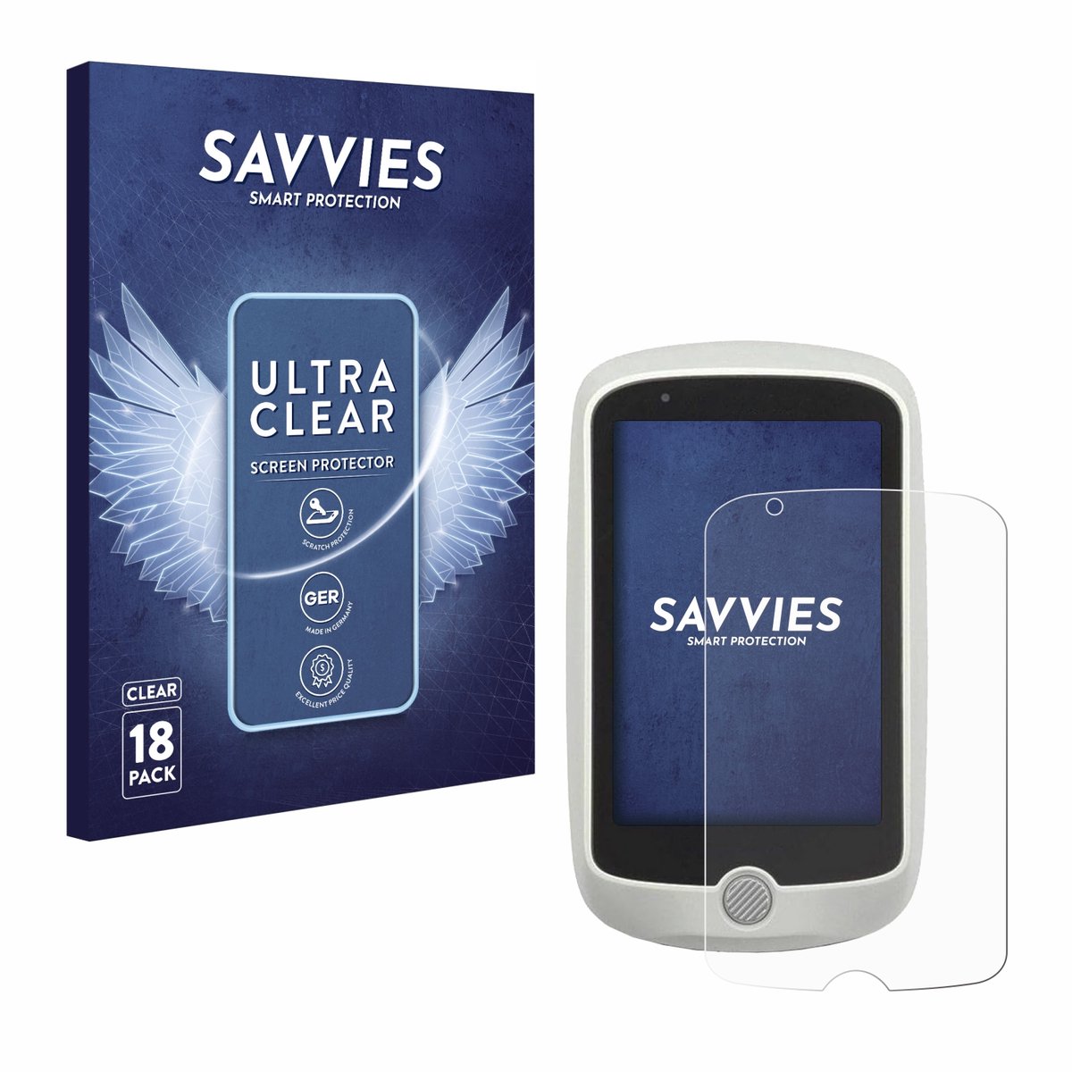 Savvies - Screenprotector voor Mio Cyclo 215 HC - Folie Beschermfolie transparant 18 Stuks