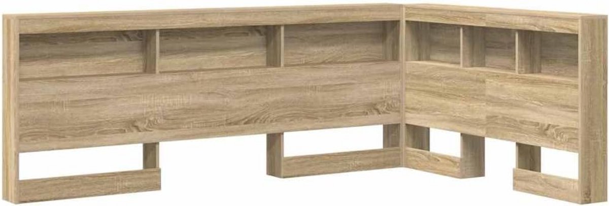 Hoofdbord met Opbergplanken en Oplaadpunt in Sonoma Eiken Look