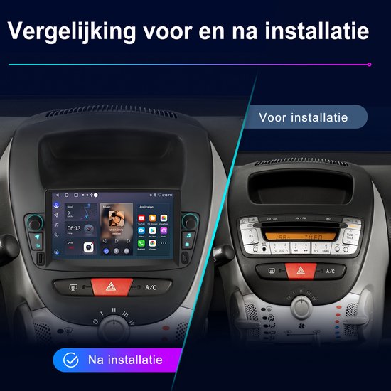 Junsun Autoradio Geschikt Voor Toyota Aygo | 2005 t/m 2014 Accessoires - Android 15 - Achteruitrijcamera - 6GB+128GB, Draadloze CarPlay & Andriod Auto, DAB+, Bluetooth, GPS-Navigatie, 4G & WIFI, RDS, SWC, 10 inch Touchscreen, DSP, Octa-core processor