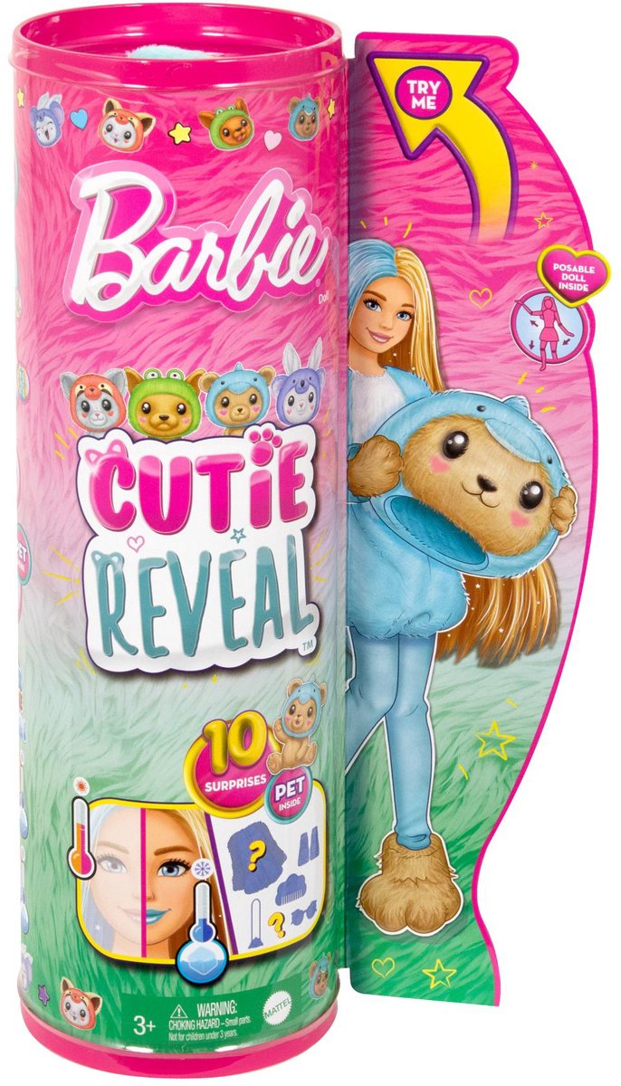 Bol.com Barbie Cutie Reveal Pop - Barbiepop - Teddybeer Dolfijn aanbieding