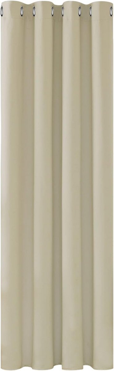 Verduisterende Gordijnen met Ringen, Beige, Hittebestendige Stof voor Woonkamer, 1 Stuks
