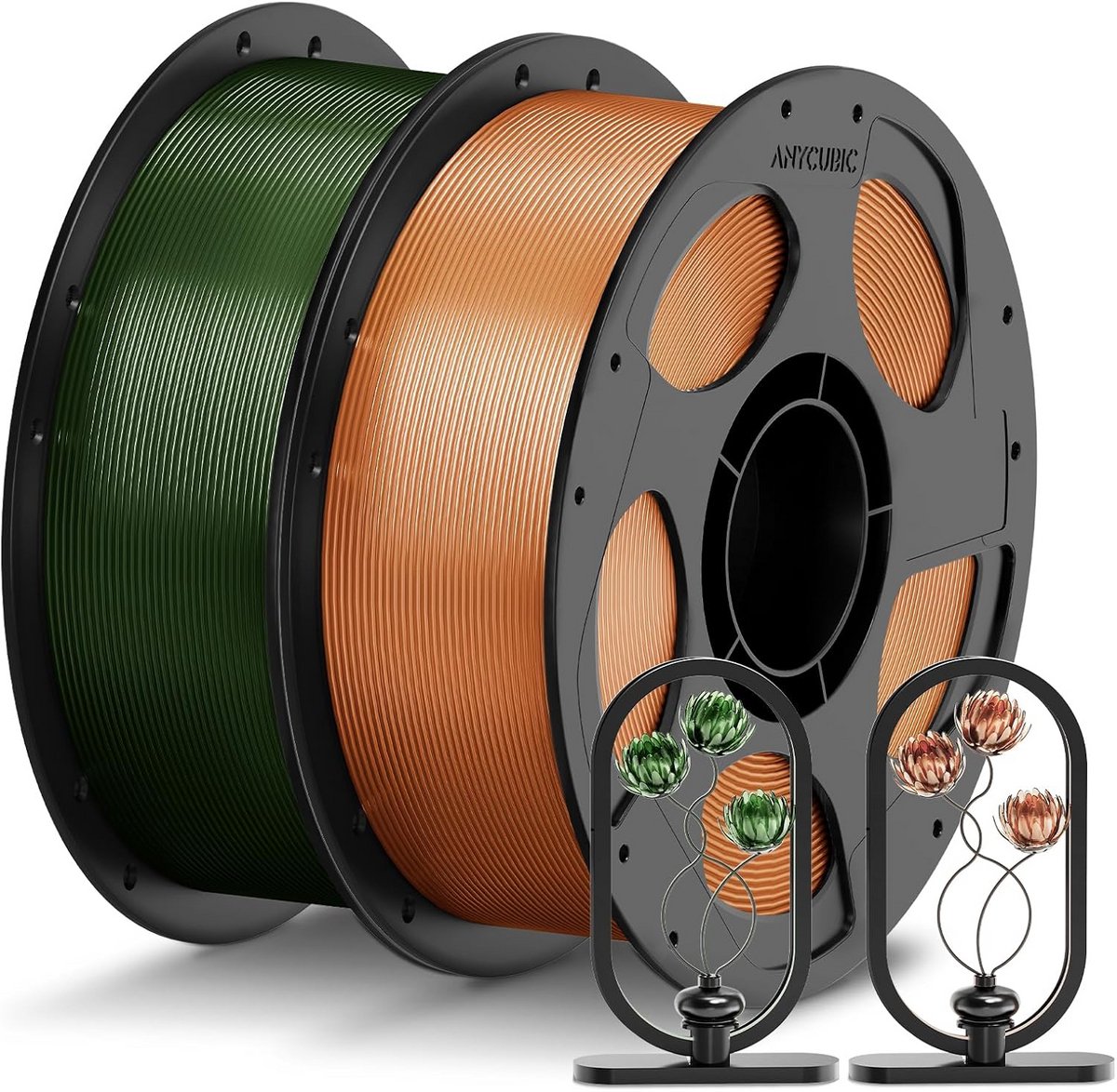 PETG 3D Printer Filament 2kg Bruin & Olijf Transparant - Universele Diameter